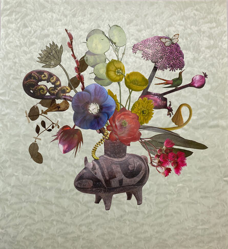 Jane Hammond, ‘Thai Water Buffalo Vessel with Angelica, Tree Fern and Cactus Flower’, 2021