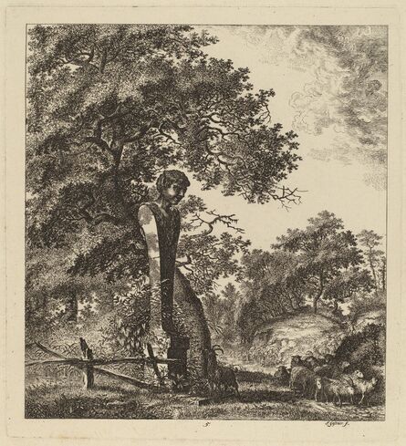 Salomon Gessner, ‘Wooded Landscape with a Herd of Goats and a Herm’, 1764
