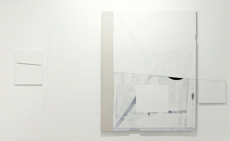 Jonathan Binet, ‘Installation Ricard’, 2013, Installation, Torn canvas 60 x 50 cm / Pencil on wall 150 x 80 cm / Spray can, acrylic and pencil on canvas 210 x 170 / Torn canvas 40 x 42 cm, Gaudel de Stampa 