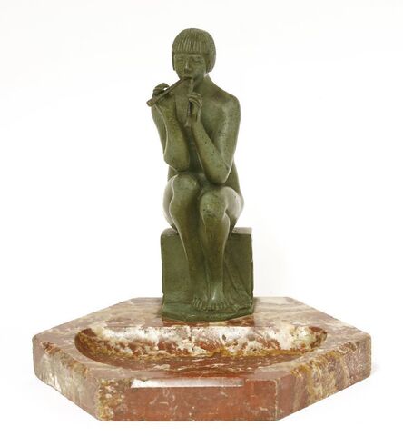 After Alex Kelety, ‘A patinated bronze nude figure playing pan pipes’