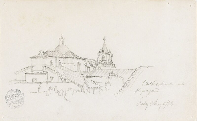 Frederic Edwin Church, ‘Cathedral at Popayan, Columbia’, 1853, Drawing, Collage or other Work on Paper, Graphite on white paper, Cooper Hewitt, Smithsonian Design Museum 