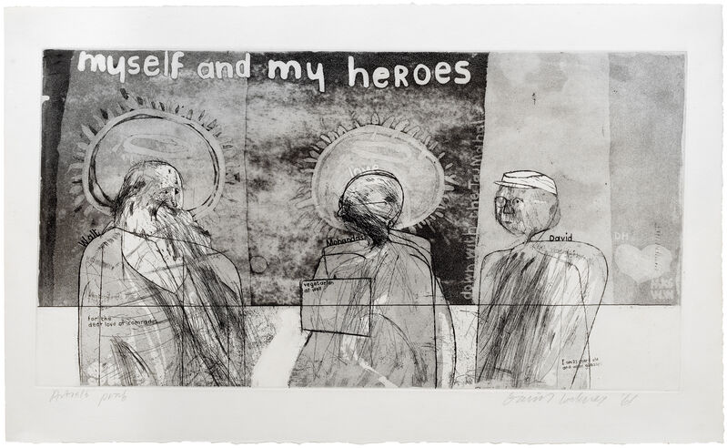 David Hockney, ‘Myself and My Heroes’, 1961, Print, Etching and aquatint., Sims Reed Gallery