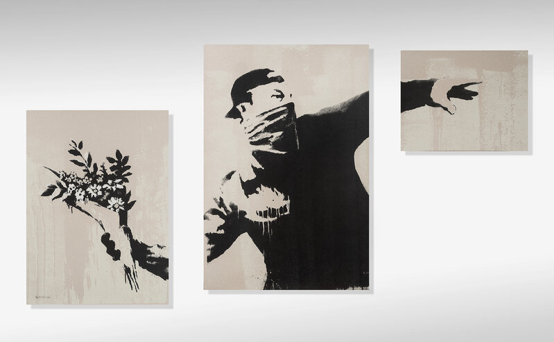 Banksy, ‘Thrower (Grey)’, 2019, Print, Triptych, screenprint in colours on 1500 micron board, Tate Ward Auctions
