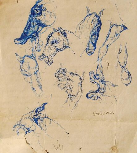 Sunil Das, ‘Horse Doodles, Pen & Ink on Paper by Padma Shree Artist Sunil Das "In Stock"’, 1975-2010
