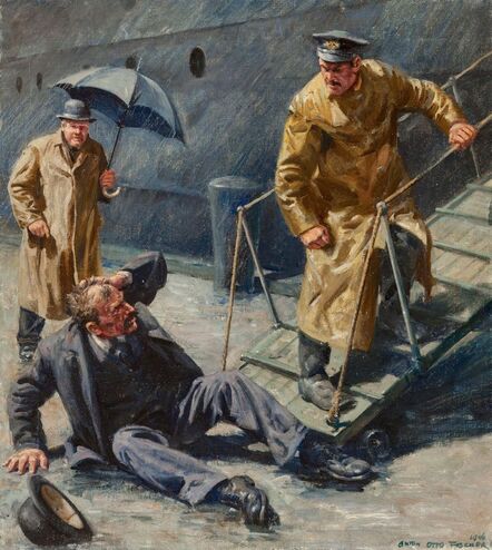 Anton Otto Fischer, ‘Booted Off Ship’, 1946