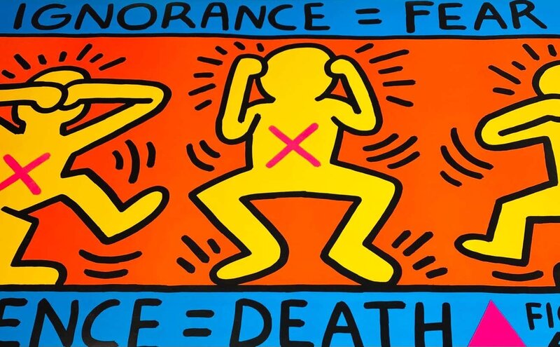 Keith Haring, ‘Keith Haring Ignorance = Fear, 1989 (Keith Haring Act Up poster)’, 1989, Posters, Offset lithograph in colors, Lot 180 Gallery