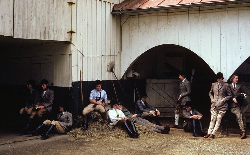 Slim Aarons, ‘The Girls of Foxcroft School Waiting at the Stables for their Horses, Virginia’, 1960, Photography, C-Print, Staley-Wise Gallery