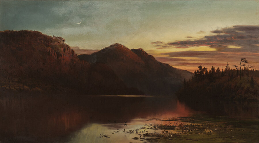 Crescent Moon over Lake Placid