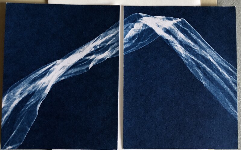 Alyson Belcher, ‘Treading Light no. 21 (diptych) - framed white’, 2020, Photography, Cyanotype photographic print - unique, Andra Norris Gallery