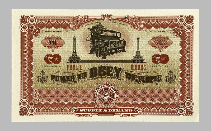 Shepard Fairey, ‘'Obey: Power to the People'’, 2007, Print, 2-sided screen print on cream, Speckletone fine art paper., Signari Gallery