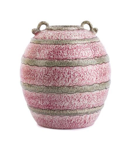 Bartolomeo Rossi, ‘Pink and gray wavy striped vase’