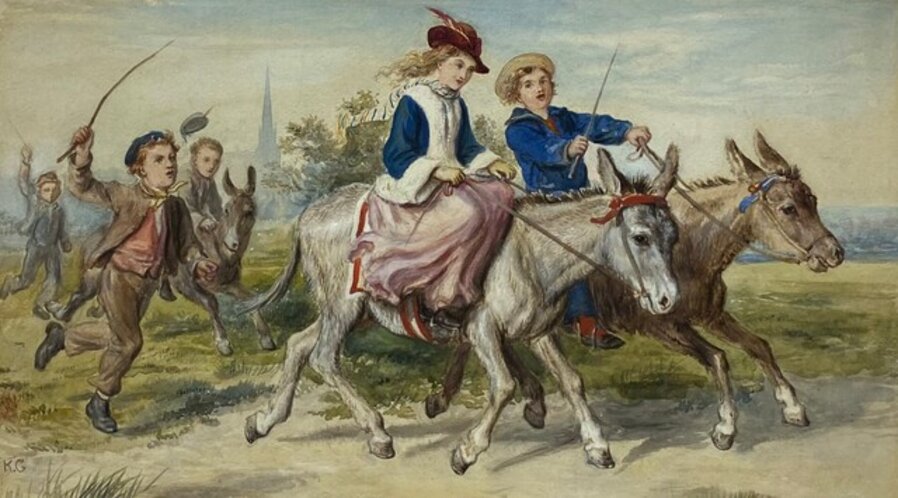 Untitled (Children Playing and Riding Donkeys)
