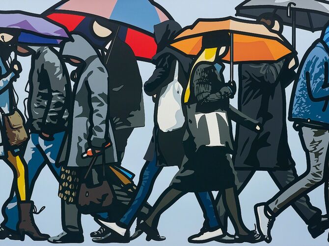 Walking In The Rain by Julian Opie