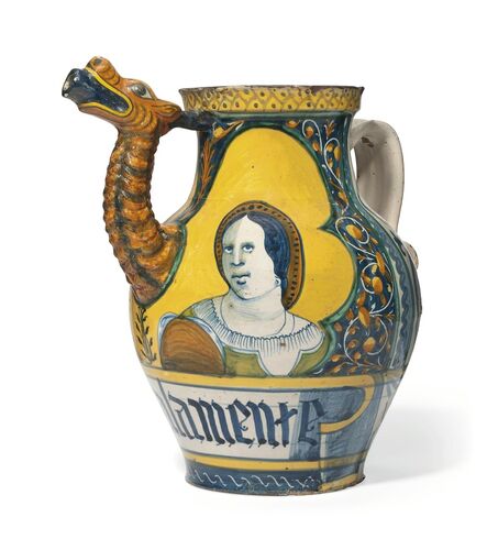 ‘A Castelli Maiolica Pharmacy Syrup-Jar of 'Orsini Colonna' Type’, ca. 1540-1550