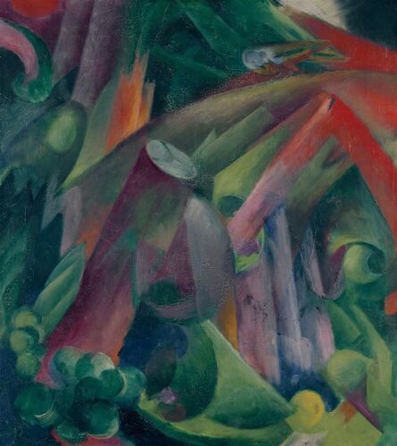 Franz Marc, ‘Waldinneres mit Vogel (Inside a Forest with a Bird)’, 1912