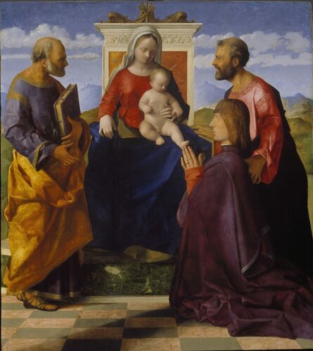 Giovanni Bellini, ‘Virgin and Child with Saint Peter, Saint Mark and a Donor’, 1505