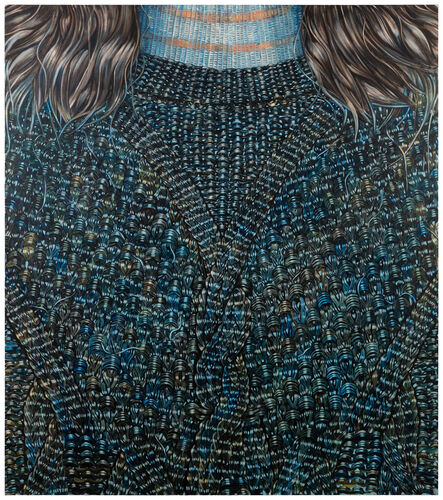 Leena Nio, ‘Composition with a dark blue cable knit sweater and a turtle neck shirt’, 2022
