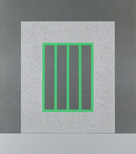 Peter Halley, ‘Silver Prison with Green Bars’, 2007