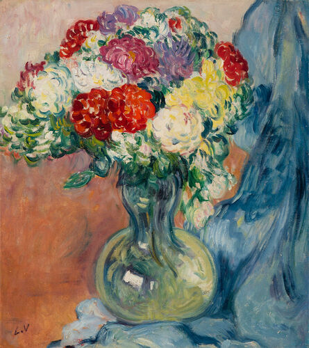 Louis Valtat, ‘Chrysanthèmes au drap bleu’, ca. 1910