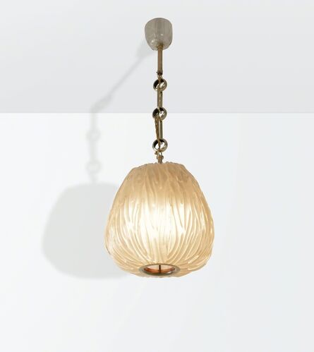 Carlo Scarpa, ‘a pendant lamp with a brass structure and a gold-leafed glass shade’, ca. 1940