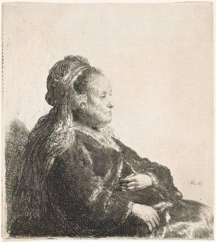 Rembrandt van Rijn, ‘THE ARTIST’S MOTHER SEATED, IN AN ORIENTAL HEADDRESS: HALF LENGTH’, 1631