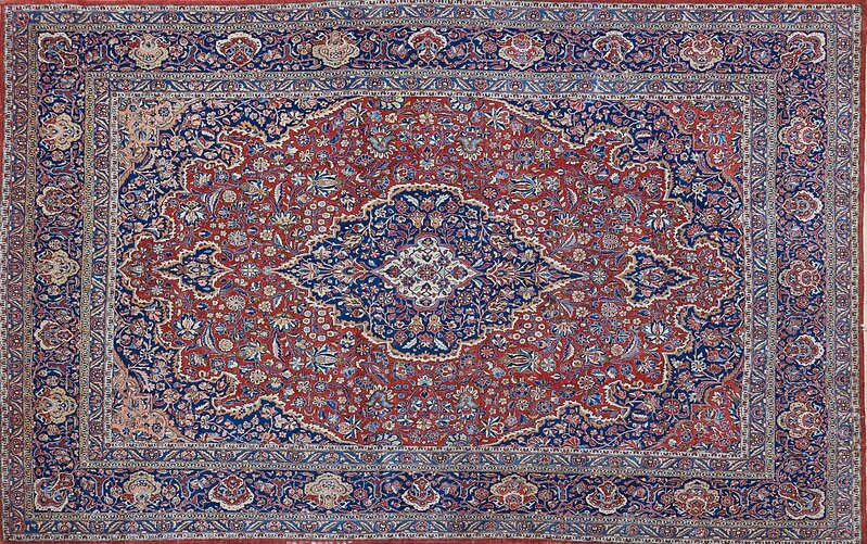 ‘Tabriz Carpet’, Textile Arts, Central medallion on floral field with red and blue ground, Rago/Wright/LAMA/Toomey & Co.