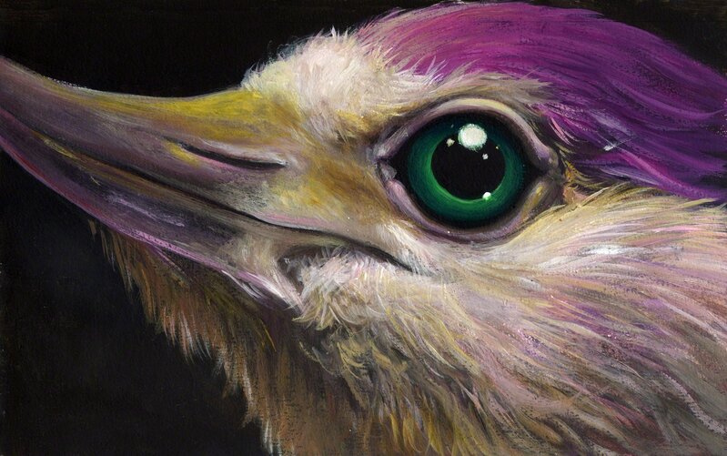 Gigi Chen, ‘Purple Bird With Green Eye’, 2018, Painting, Acrylic on Paper, Deep Space Gallery