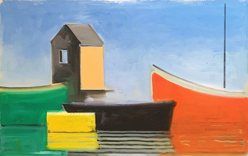 Paul Resika, ‘Serene Boat House’, 2000, Painting, Oil on canvas, Lawrence Fine Art