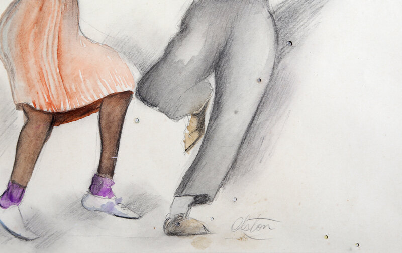 Charles Alston, ‘Couple Dancing’, ca. 1930, Drawing, Collage or other Work on Paper, Watercolor and pencil, RoGallery Gallery Auction
