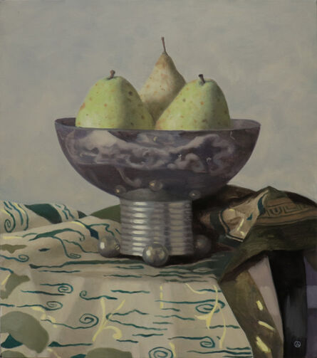 Olga Antonova (b. 1956), ‘Pears in a Metal Vase’, 2021