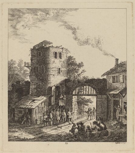 Salomon Gessner, ‘Villagers at a City Gate Greeting a Dignitary’, 1764