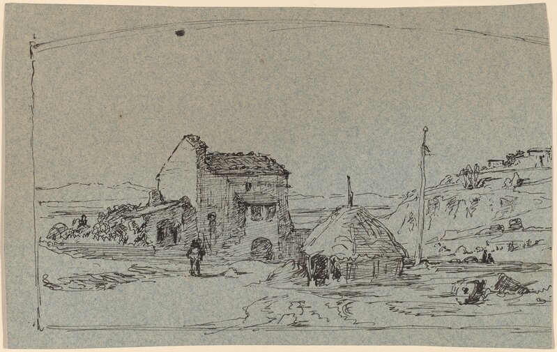 Elihu Vedder, ‘Tuscany’, ca. 1858, Drawing, Collage or other Work on Paper, Pen and black ink on blue wove paper, National Gallery of Art, Washington, D.C.