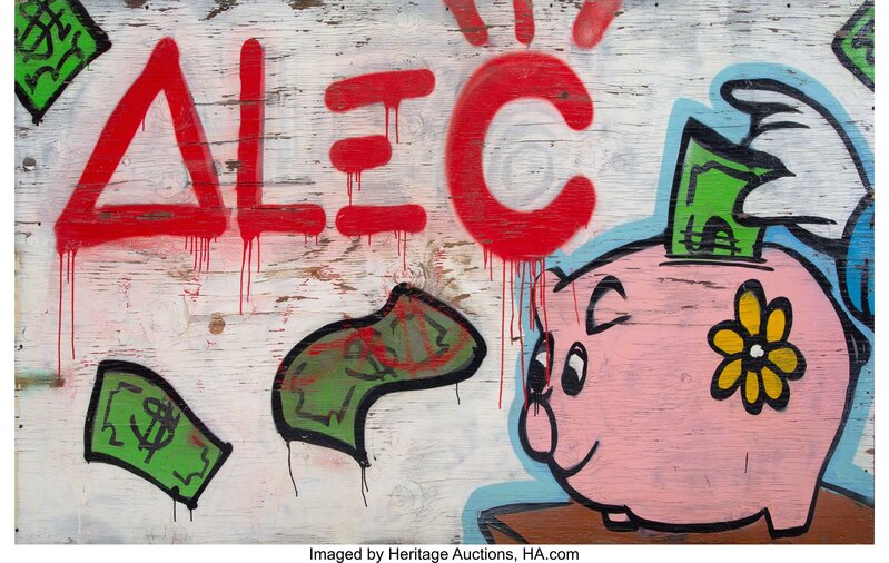 Alec Monopoly, ‘Scrooge Piggy Bank’, 2016, Mixed Media, Mixed media on two panels, Heritage Auctions