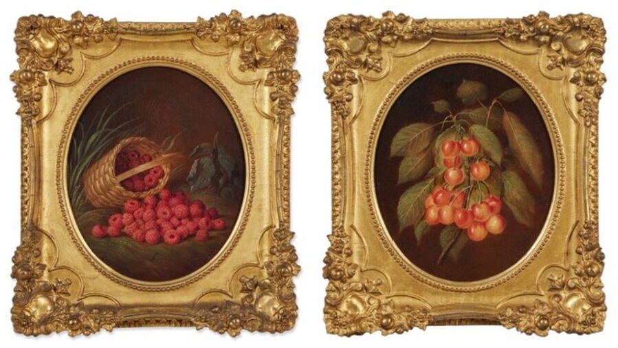 Pair of Still Lifes: Cherries and Basket with Berries