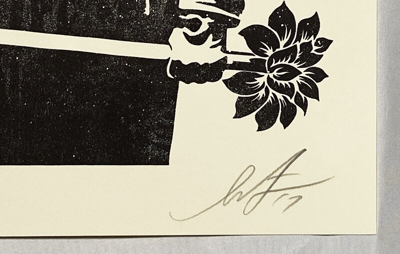 Shepard Fairey, ‘'My Florist is a Dick' (Letterpress)’, 2017, Print, Letterpress print on cream, archival matte fine art paper., Signari Gallery