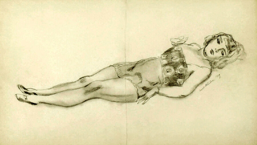 Circus girl reclining