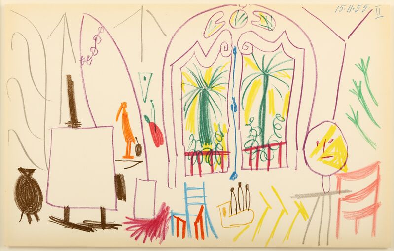 Pablo Picasso, ‘Picassos Workshop (Carnet de la Californie Suite)’, 1955, Print, Lithograph in colours, Chiswick Auctions