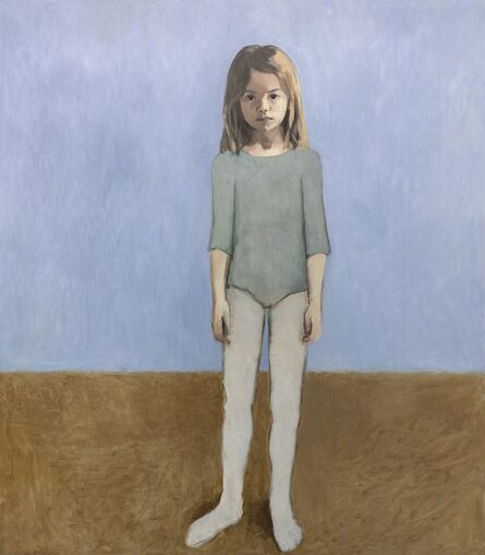 Claerwen James, ‘Girl in a Leotard Against Pale Blue’, 2018