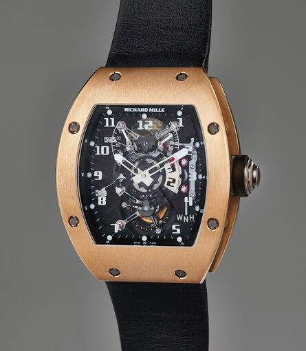 Richard Mille, ‘A very rare and exceptional pink gold dual-time tourbillon wristwatch with function selector, power reserve and torque indication, with original guarantee, boxes, and accessories, sold to benefit charity’, Circa 2007