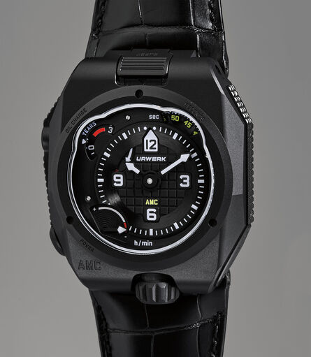 Urwerk, ‘A unique, extremely rare, and historically innovative Atomic Master Clock with paired titanium wristwatch with power reserve and oil change indicator, with certificate of origin’, 2018
