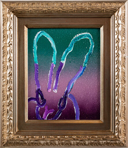 Hunt Slonem, ‘'Teal/Purple Bunny' with Diamond Dust Unique Painting’, 2023