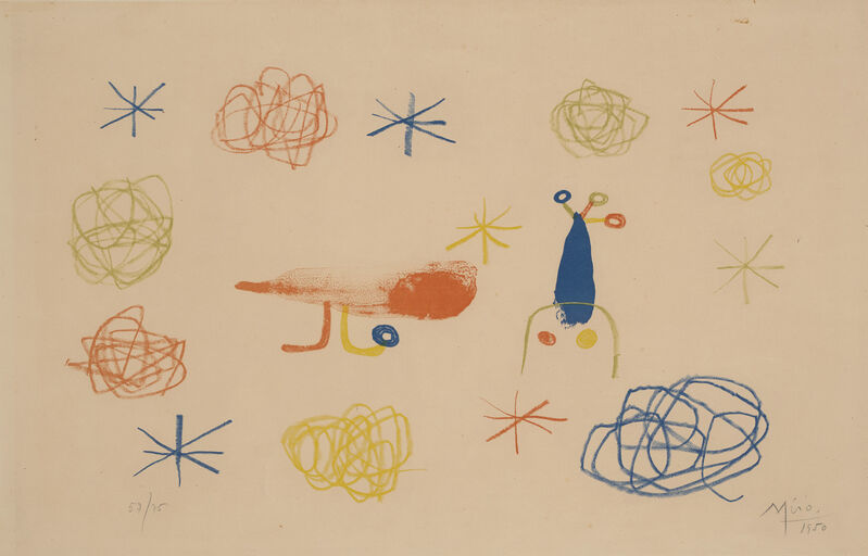 Joan Miró, ‘L'Oiseau rouge II (The Red Bird II)’, 1950, Print, Lithograph in colours, on BFK Rives paper, with full margins., Phillips