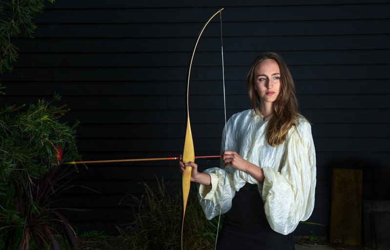 Claire Lambe (British), ‘Untitled (Emily with archery bow)’, 2017, Photography, C-type print, hand painted custom frame, clear gloss finish, Sarah Scout Presents