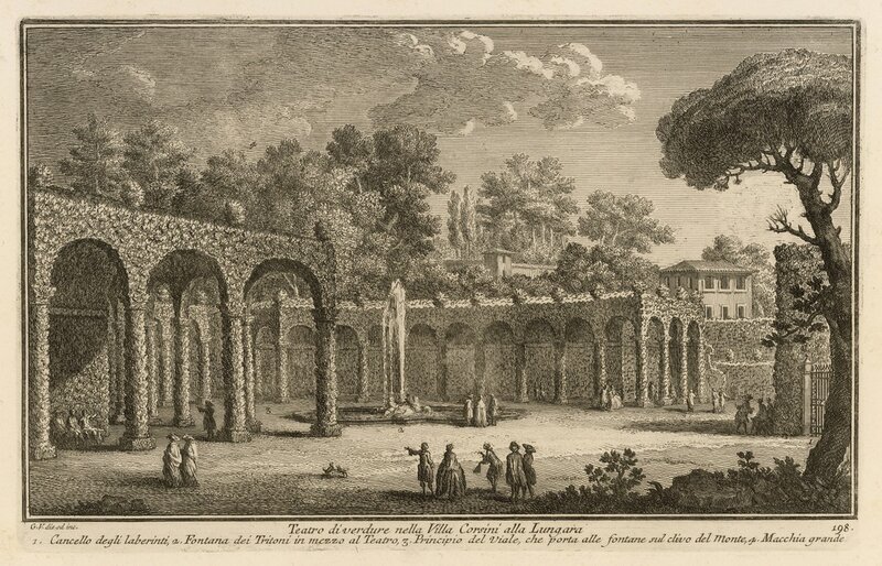 Giuseppe Vasi, ‘Teatro di verdure nella Villa Corsini alla Lungara’, 1747-1801, Engraving, Getty Research Institute