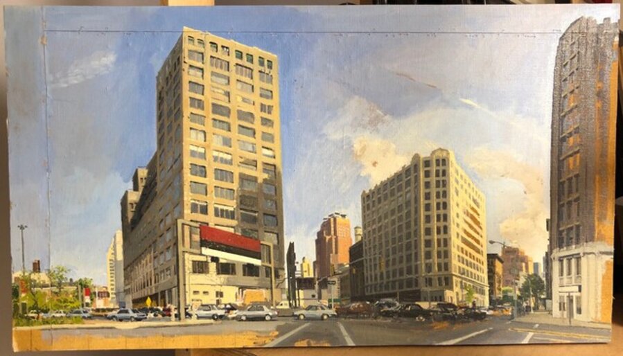 Approach to the Holland Tunnel with 75 varich (Sketch).