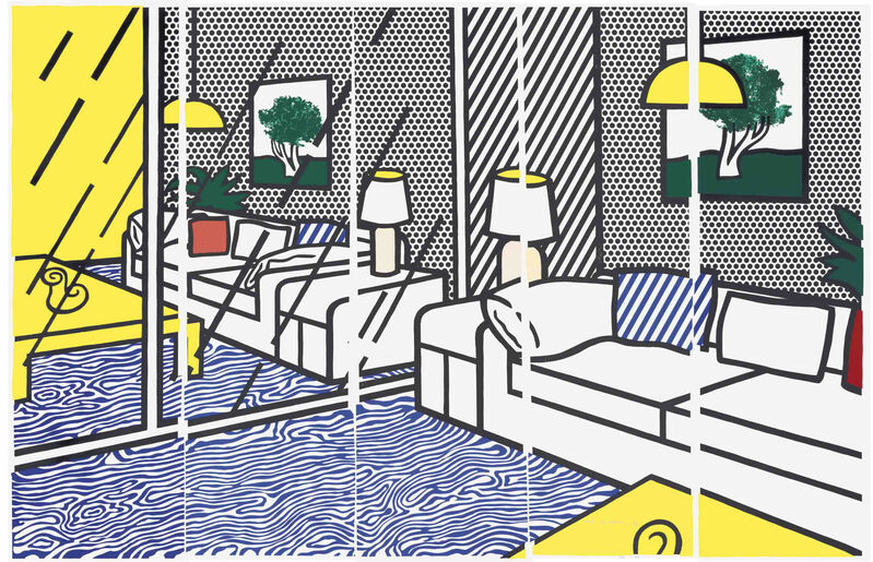 Roy Lichtenstein, ‘Wallpaper with Blue Floor Interior (C. 260)’, 1992, Print, Screenprint in colors, on five sheets of Paper Technologies, Gallery Red