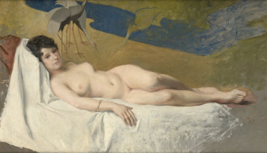 Reclining Nude by an Oriental Screen