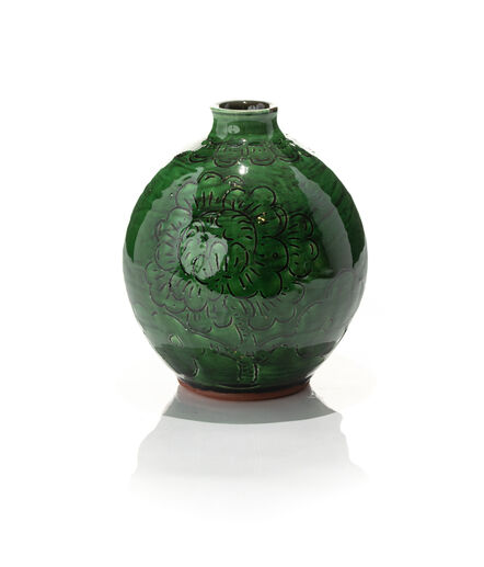 Jeffry Mitchell, ‘Green Fish and Flower Globular Vase’, 2020