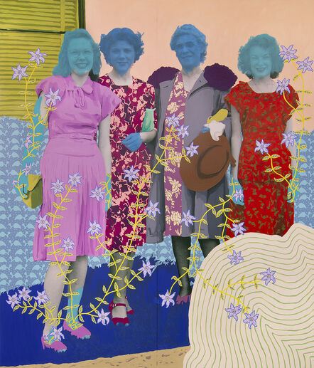 Daisy Patton, ‘Untitled (Family Members with Patterned Dresses and Car)’, 2020