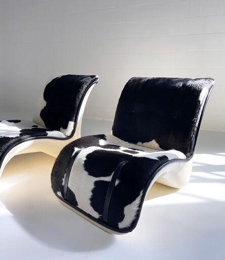 Verner Panton, ‘Fiberglass Lounge Chairs in Brazilian Cowhide and Leather, pair’, 1969